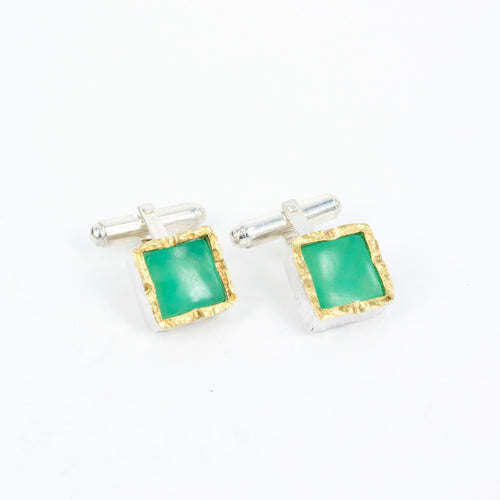 DM473B: Chrysoprase gold edged cufflinks