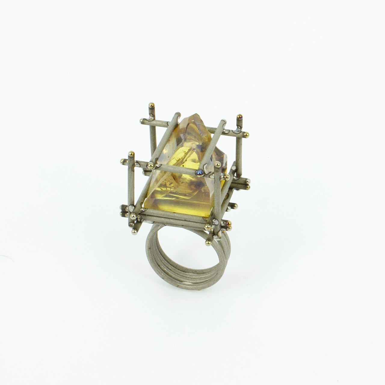 NA129: NZ Amber and titanium ring