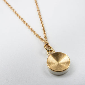ZR056: Concave drop necklace - 22ct gold and stg silver