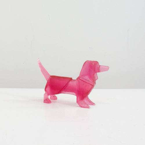 TBA37: Origami schnitzel dog - gold ruby